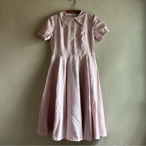 Cotton Candy Wear - Grace pink linen short sleeve dress